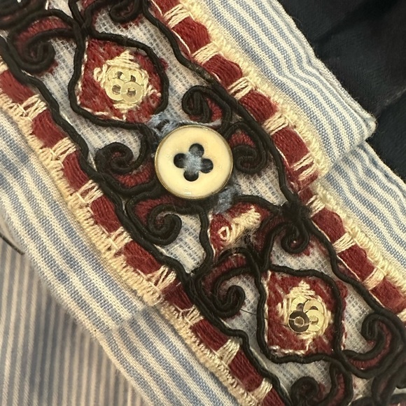 Desigual Blue Long Striped Floral Tunic S  EUC embroidery - Picture 5 of 10